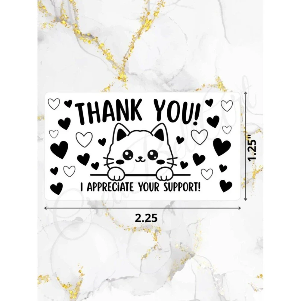 100 Cute Cat Thank You Stickers for Packaging | Small Business Labels